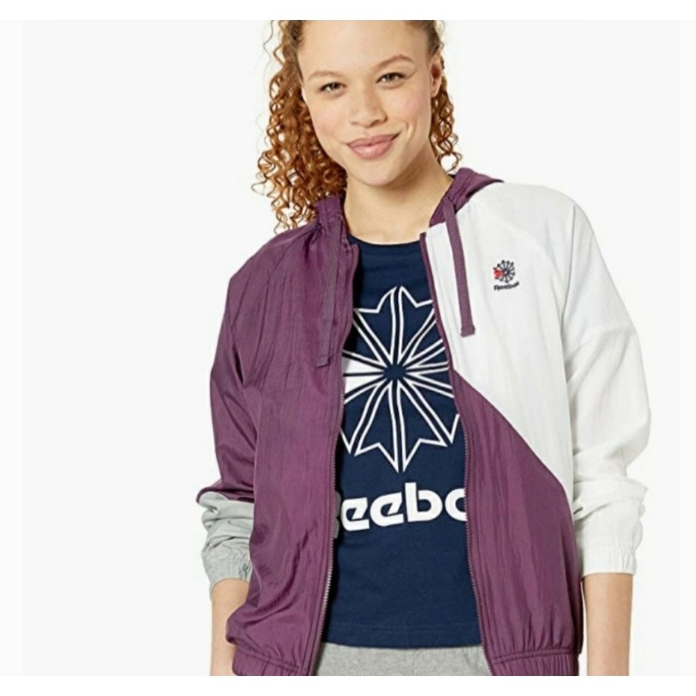 Reebok Classic Womens Windbreaker Jacket Colorblock M Retro Wooshing Nylon 90's